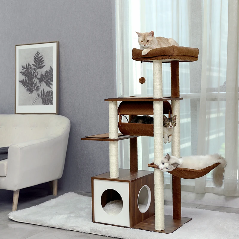 Imagem -02 - Torre Árvore para Gatos Brinquedo para Gato Grande com Escada Casa para Animais de Estimação Ideal para Condomínio e Apartamento Entrega Doméstica