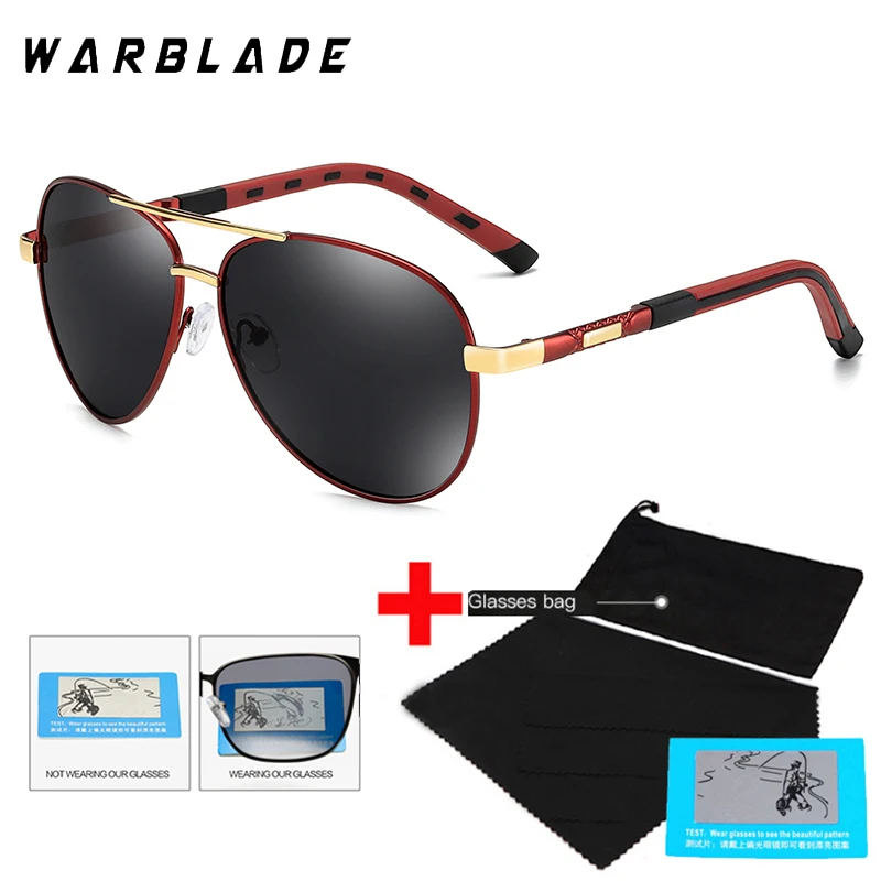 

WarBLade New Mens Polarized Sunglasses Classic Pilot Sun Glasses Anti-Reflective Coating Lens Alloy Frame Driving Sunglasses Men