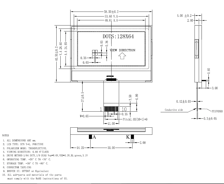 ATORCH HSG12865-110 128x64 display green screen Display LCD Module and white code for arduino