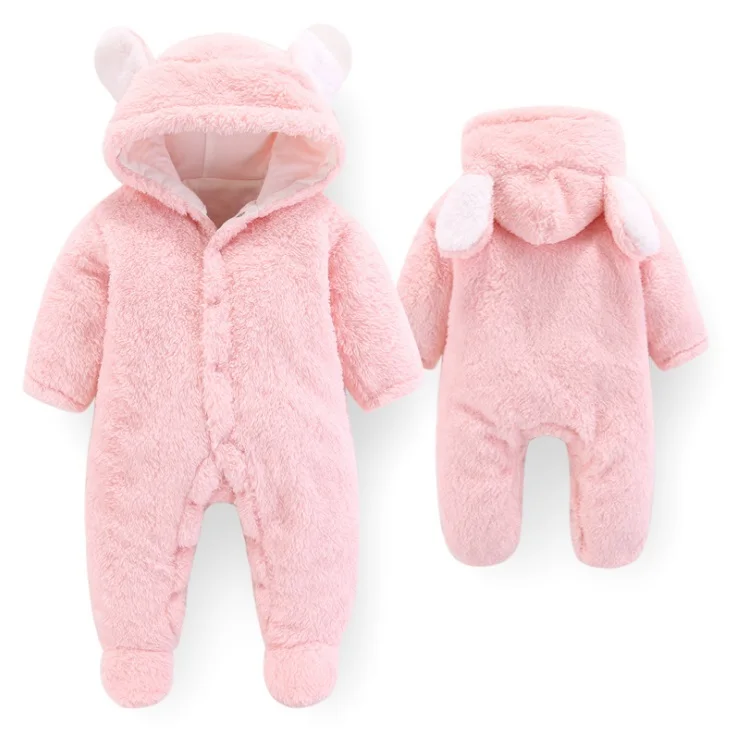 Footed Newborn Baby Rompers 2020 Fall Winter Warm Coral Fleece Baby Costume Infant Bebe Kids Sleepwear Overall Baby jumpsuits