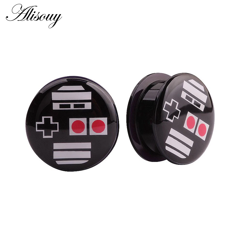 2PCS Acrylic Punk Ear Plugs Tunnels Screw Fit Ear Stretchers Game Console Piercings Plugs Gauges Ear Expander Rings Body Jewelry