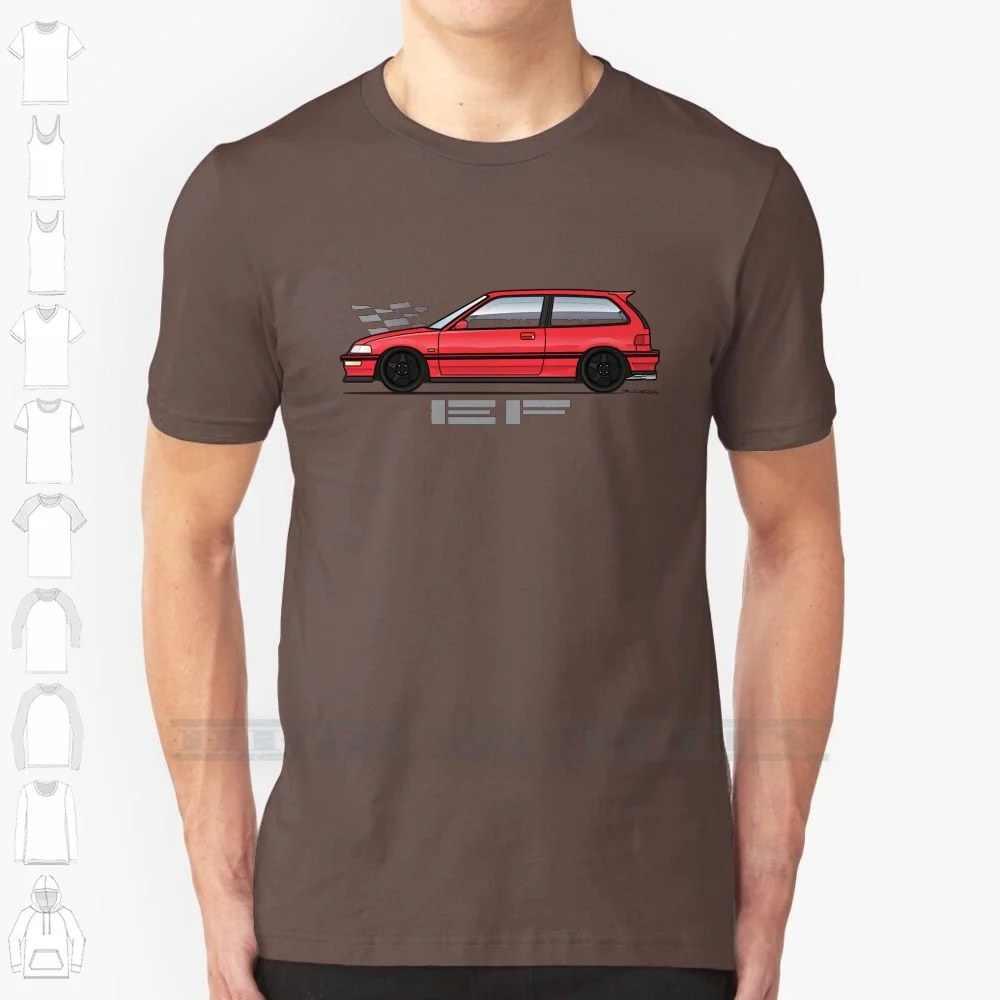 

Красная футболка из 100% хлопка Ef 1988 1989 1990 Civic Hatchback Ef дрейф Jdm Racing Turbo японская Классическая быстрая скоростная машина