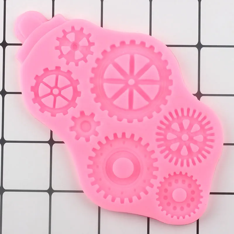 Distressed Cogs Silicone Molds DIY Baby Birthday Cake Decorating Tools Gears Cupcake Topper Fondant Mold Candy Chocolate Moulds