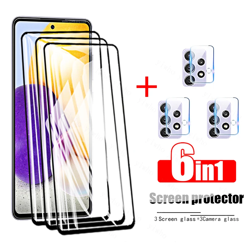 Vetro temperato 6 In 1 per Samsung Galaxy A72 pellicola protettiva per fotocamera per Samsung A72 A 72 A7 2 pellicola protettiva per vetro Samsun