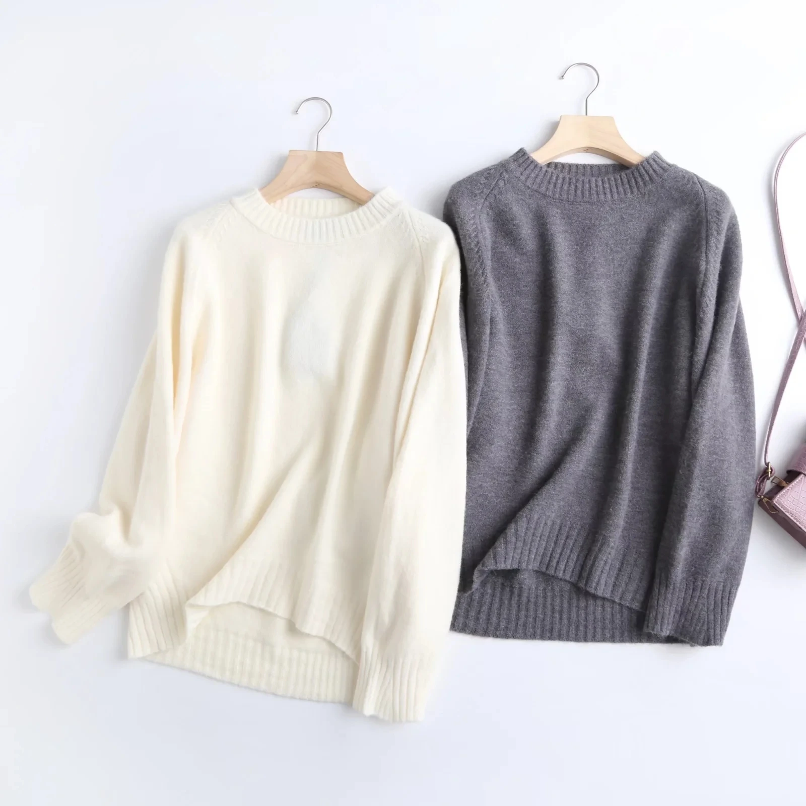 

Dave&Di England Style Fashion Casual Wool O-neck Loose Oversize Winter Pull Femme Sweaters Women Pullovers Tops