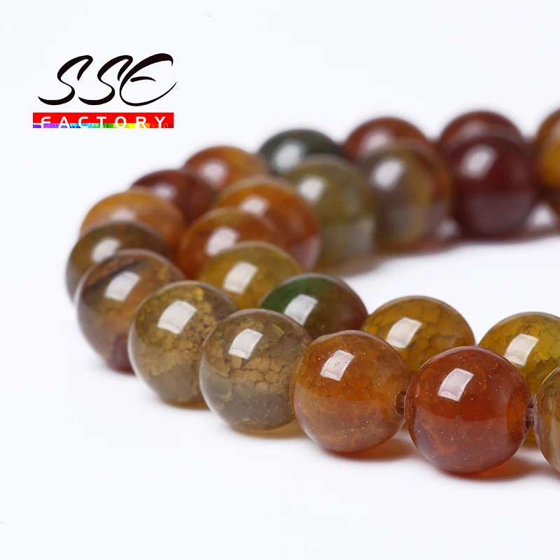 Natural Yellow Dragon Vein Agates Stone Beads Round Loose Beads For Making Jewelry DIY Bracelet Necklace 15\'\' Strand 6 8 10 12MM