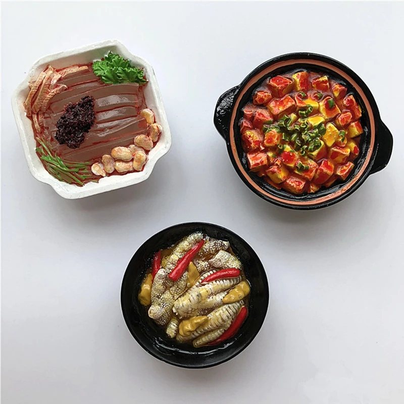 Hot Sale Hand-made Painted Sichuan Food Mapo Tofu 3D Fridge Magnets Tourism Souvenirs Refrigerator Magnetic Stickers Gift