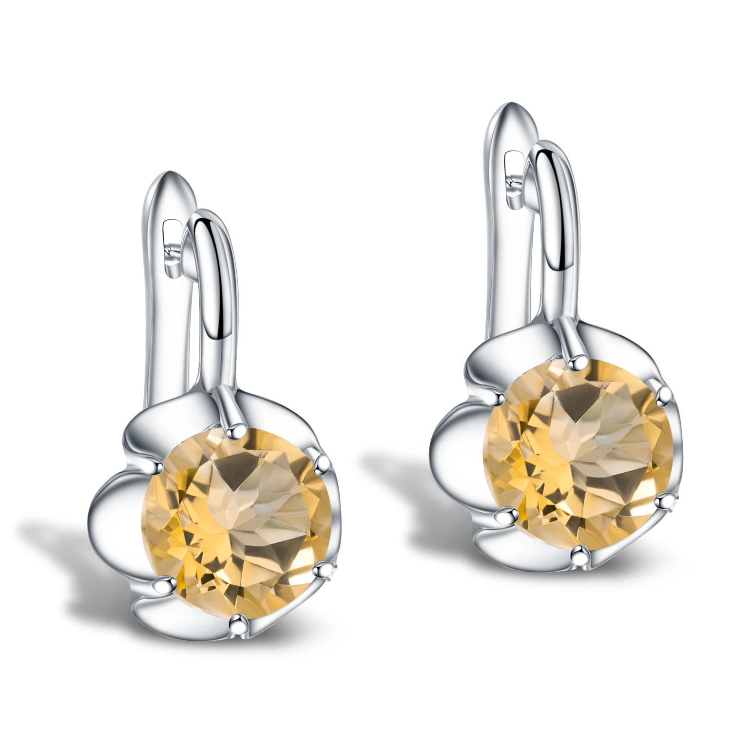 

GEM'S BALLET 5.32Ct Natural Citrine November Birthstone Stud Earrings Real 925 Sterling Silver Fine Jewelry For Women Wedding