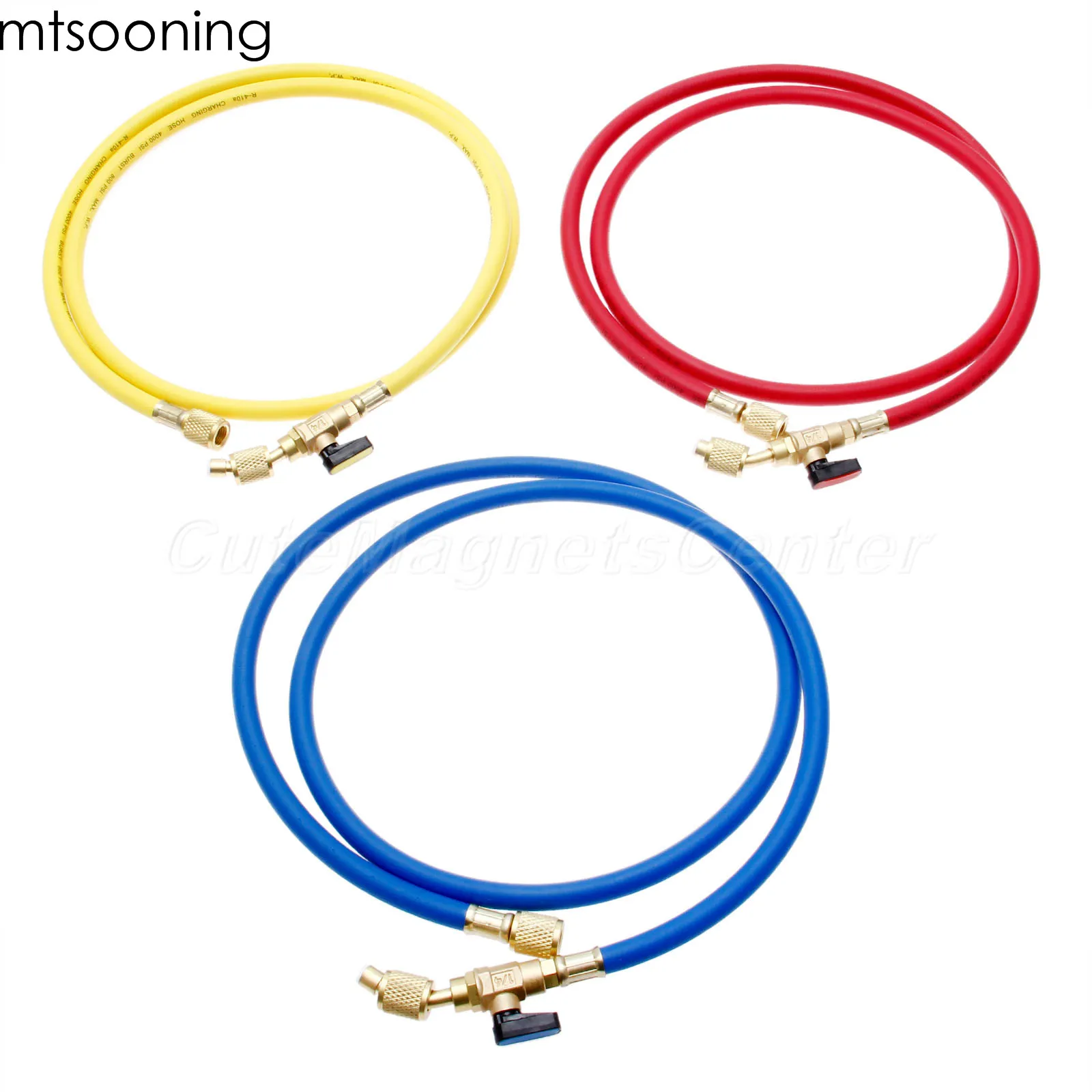 mtsooning 3Pcs R134A AC Charging Hose with Ball Valves 1/4