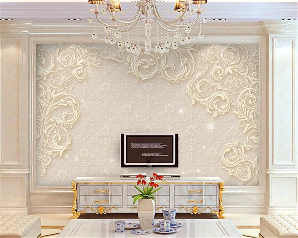 

Custom wallpaper large 3d embossed European pattern zhaohua star light dot TV background living room bedroom mural 3d wallpapers