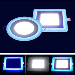 24W Round/Square LED Panel Light Recessed Kitchen Bathroom Ceiling Lamp AC85-265V Warm White+Blue/Cool White+Blue Free shipping