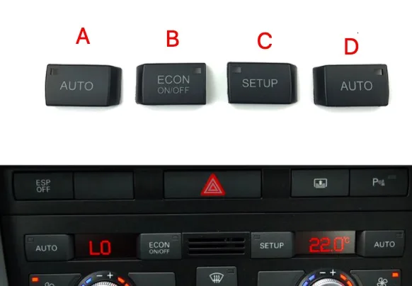 Auto interruptor na tampa do painel do botão, tampa do A/C para Audi A6L e Q7 ar condicionado, 1PC