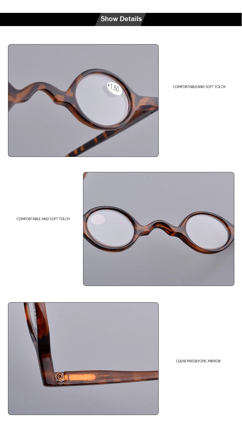 Sighttoo Kleine Rahmen Gläser Lupe Mini Lesebrille Männer Retro Runde Brillen Mit Fall Männlichen Verordnung Gläser + 3,5 – Detail 6