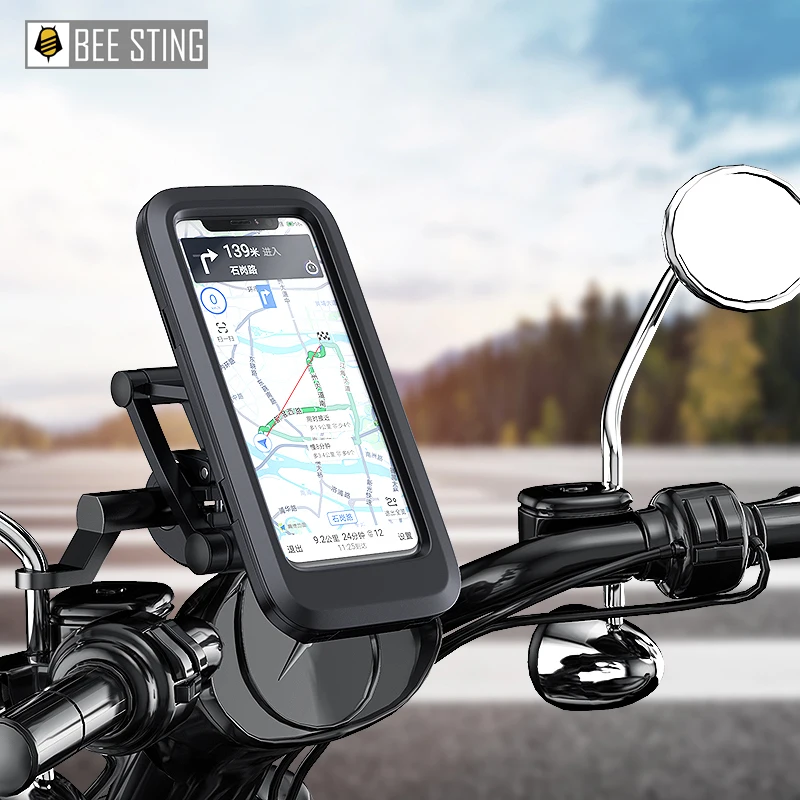 

Waterproof Bike Phone Holder Case Universal Motorcycle Bicycle Mount 360 Rotation Adjustable Handlebar Clip Stand Dust and Drop