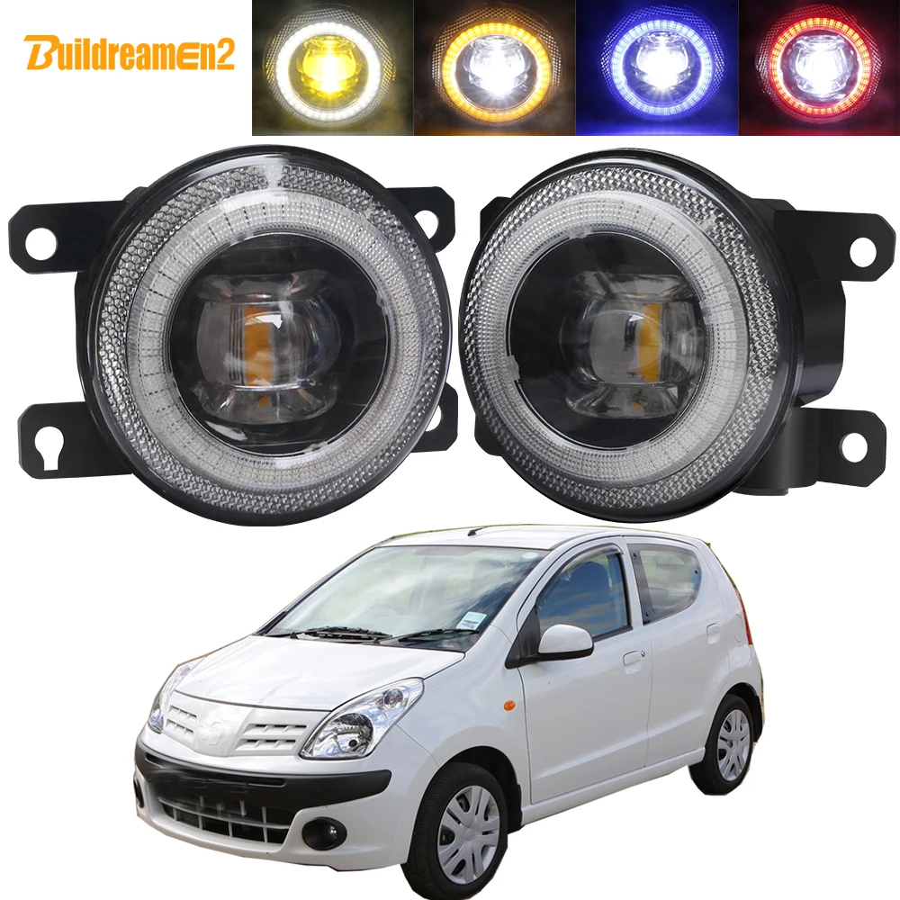 2 X Car Fog Light Assembly LED Lens Angel Eye DRL Daytime Running Lamp 30W H11 12V For Nissan Pixo UA0 Hatchback 2009-2013