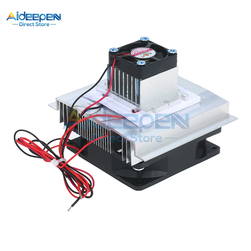 DC 12V 60W Thermoelectric Peltier Refrigeration Cooler Semiconductor Air Conditioner Cooling System With Cooling Fan DIY