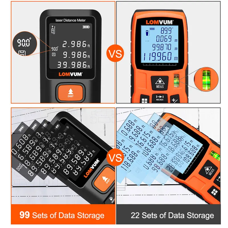 LOMVUM 50m 120m Trena Measure Tape Laser Ruler Rangefinders Digital Distance Meter Measurer Range Finder Lazer Metreler