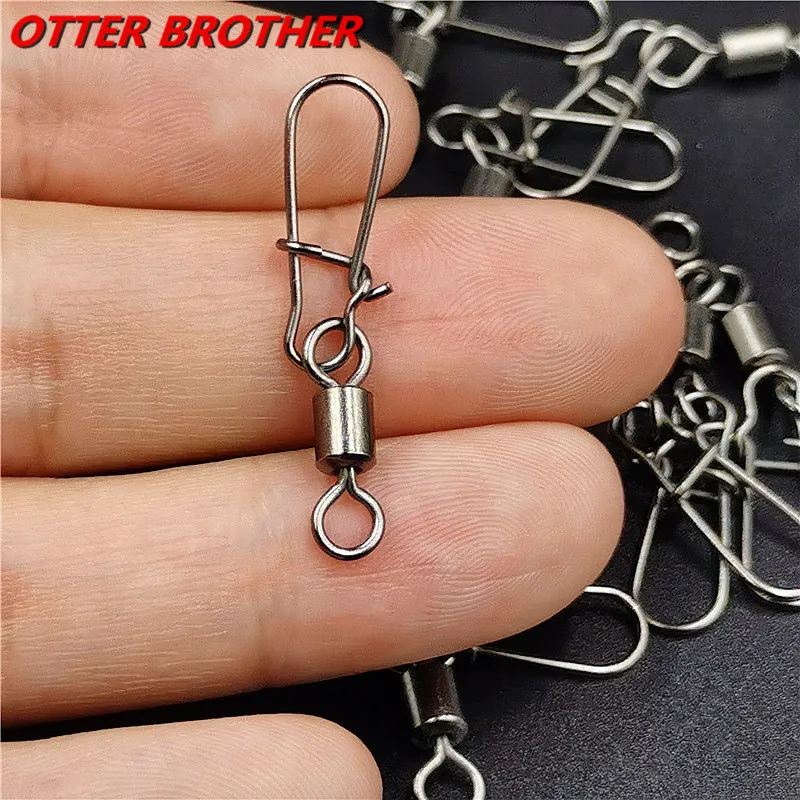 50Pcs/lot 1#-14# Carp Fishing Accessories Connector Pin Bearing Rolling Swivel Stainless Steel Snap Fishhook Lure Swivels Tackle