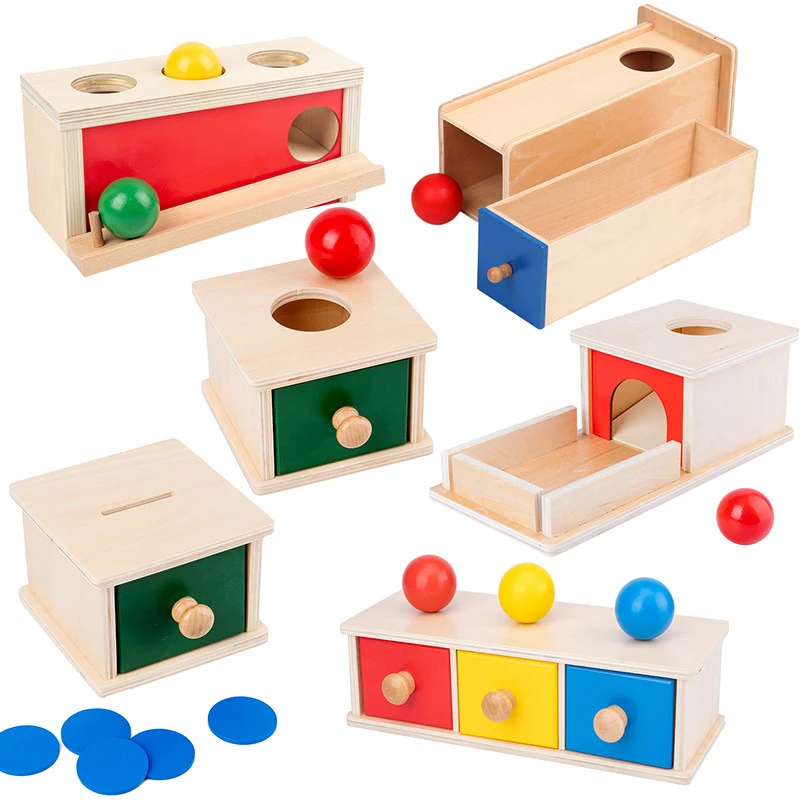 Wooden Three-color Drawer Game Montessori Early Education Puzzle Toy Jigsaw Training Learning Box Cognitive Learning Toys Gifts