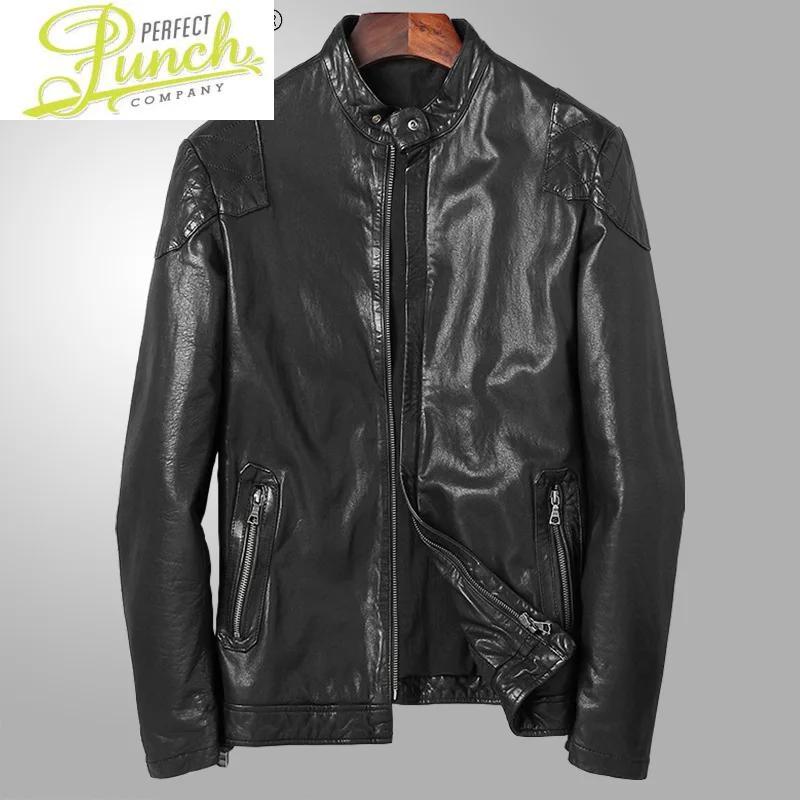 

Real Autumn Genuine Leather Jacket Men Motorcycle Coat Stnad Collar Sheepskin Coats Spring Men's Clothing 2021 WPY4110