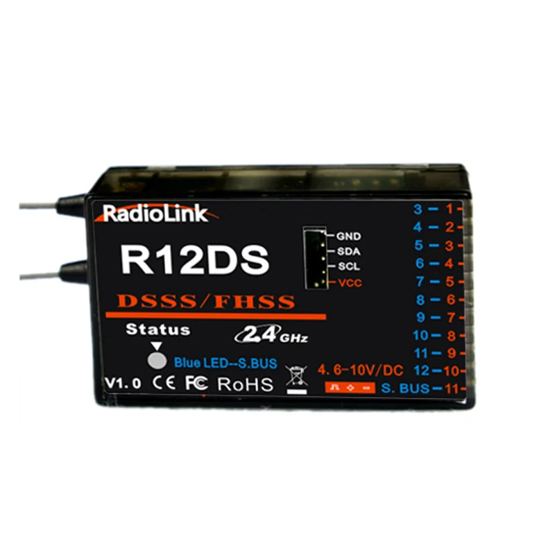 

Ledi radiolink 10 channel 12 channel r12ds dual antenna receiver for four axis FPV aerial photography For RC Control Driving