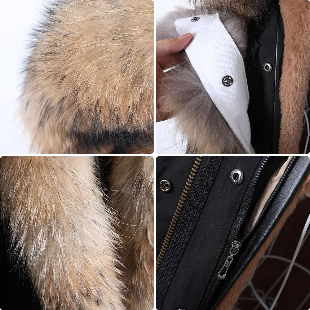 Maomaokong New Jacket Female 2023 Natural Real Fur Coat Women Coat Winter Fox Fur Collar Jacket Parka Women's Clothing