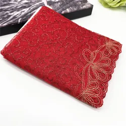 3y/lot Width 7 inch (18cm) Red With Metallic Shiny Embroidery Lace Trim For Skirt Hem Clothes Sewing Material DIY Apparel Fabric