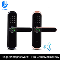 Bluetooth TTLOCK App 13.56Mhz RFID Card Biometric Fingerprint Security Intelligent Smart Electronic Door Lock Password Lock