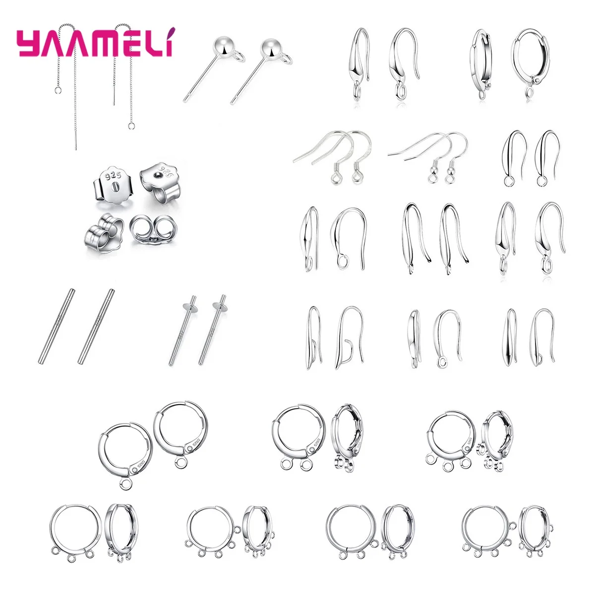 

925 Sterling Silver Jewelry Findings Component Earring Making Supplies Wholesale Items High Quality