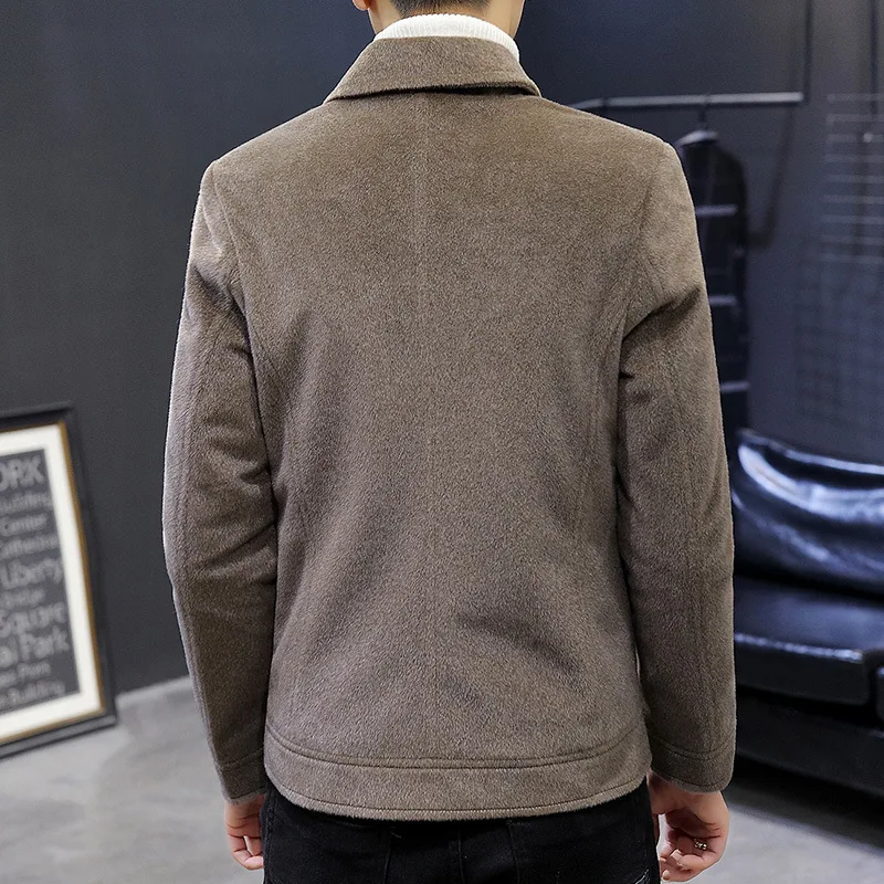 معطف صوفي قصير للخريف والشتاء ميرينو صوف رجالي كوري من المينك سترة تقليد عصرية ملابس ثقيلة معطف رجالي هيرين جاس #2