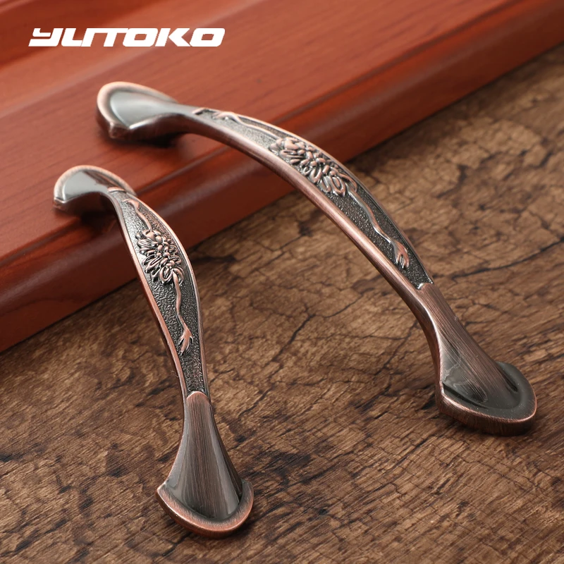 YUTOKO Europese stijl kast kast handgrepen Rose goud antieke luxe lade trekt legering keukenmeubilair handvat hardware