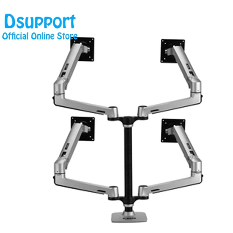 Aluminum alloy Desktop Quad Heavy Monitor Mount Display Stand 4 Screens Arm LCD Stand Fit for 17