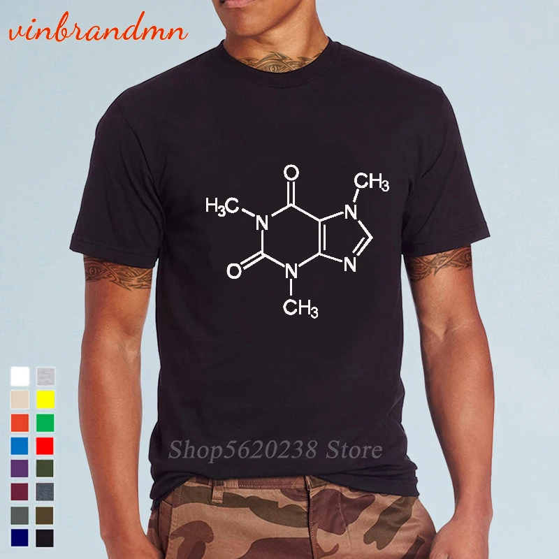 Caffeine Molecular Formula Print T Shirts For Men 100% Cotton The Big Bang Theory Top Tee Caffeine Tee Shirt XS-3XL