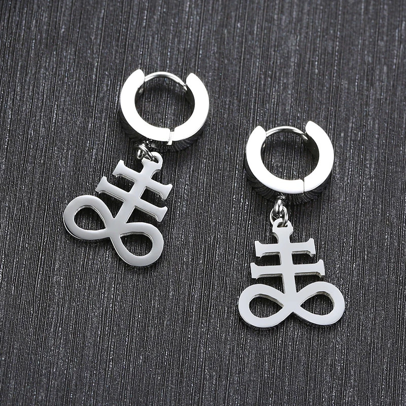 SATANIC CROSS BRIMSTONE EARRINGS INVERTED LEVIATHAN CROSS SATANIC JEWELRY BRIMSTONE SATAN OCCULT SULFUR  SYMBOL