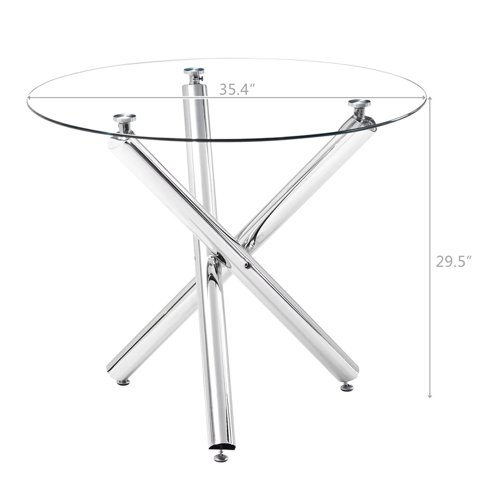 Hot Sales IN Stock 90*90*75cm Round Glass Dining Table