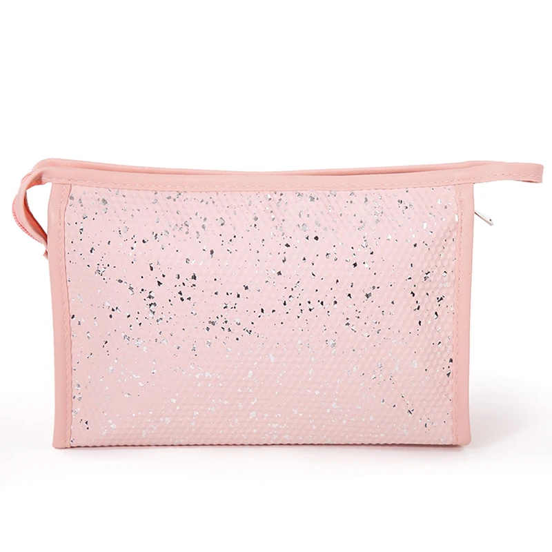 Simple Sequin PU Cosmetic Bag Travel Portable Female Large Capacity Portable Skin Care Product Wash Storage Pouch