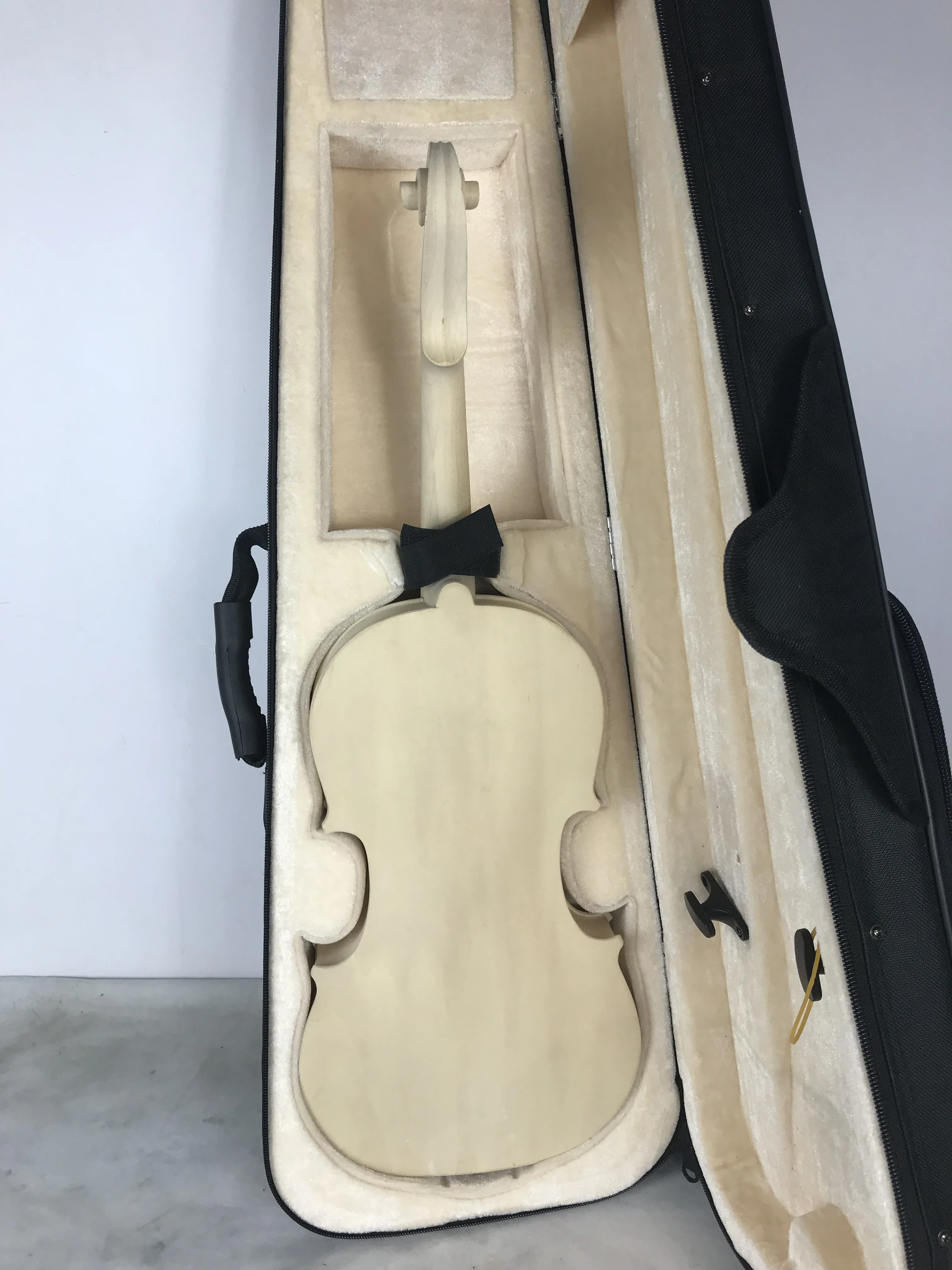 Unfinished White Violin with Transparent Foam Case, Semi-Finished Violin, Handmade, Unpainted Plywood, Good Quality, 4/4