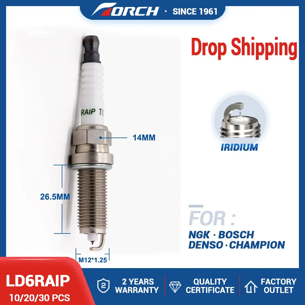 Drop Shipping 10-30PCS Iridium Platinum Spark Plugs Torch LD6RAIP Power Spark Plug for Nissan Tiida - 2014 Toyota Yaris