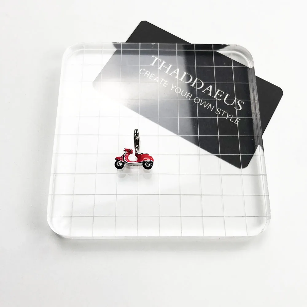 Mini Red Motorcycle Scooter Car Moto Charm Pendant Accessories Retro Women Men 925 Sterling Silver Gift