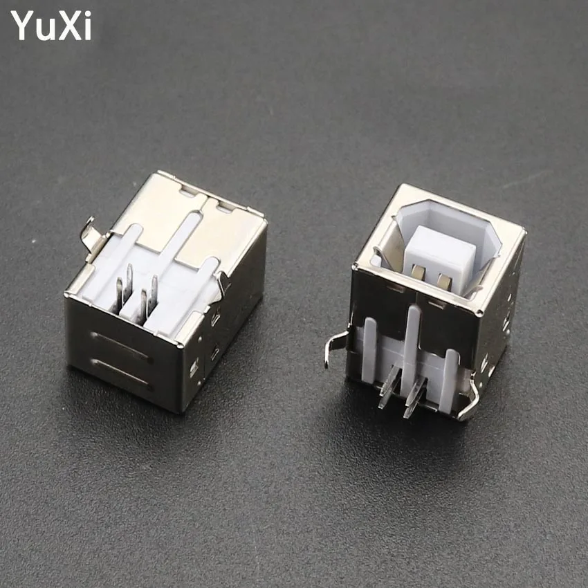 YuXi 10Pcs Square USB socket usb B Type Female 90 degree PCB welding parent Connector For Printer Data Port Dock Jack
