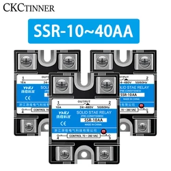 SSR-10AA / 25AA / 40AA Single Phase AC controlled AC SSR single phase solid state relay with plastic dust cover Heat Sink220V