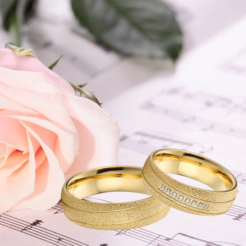 His and Hers Wedding Ring Set for Couples 8mm Men Women Marriage Alliance Dubai Gold Color Emery Jewelry Big Usa Size 14 15