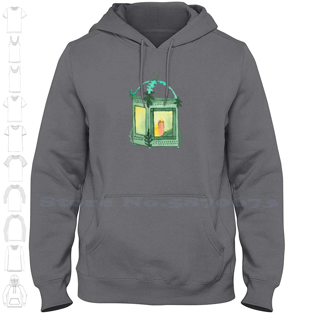 Copy Of Watercolor Lantern Black Streetwear Sport Hoodie Sweatshirt Lantern Lampion Candle Candles Flicker Burn Cozy Autumnal