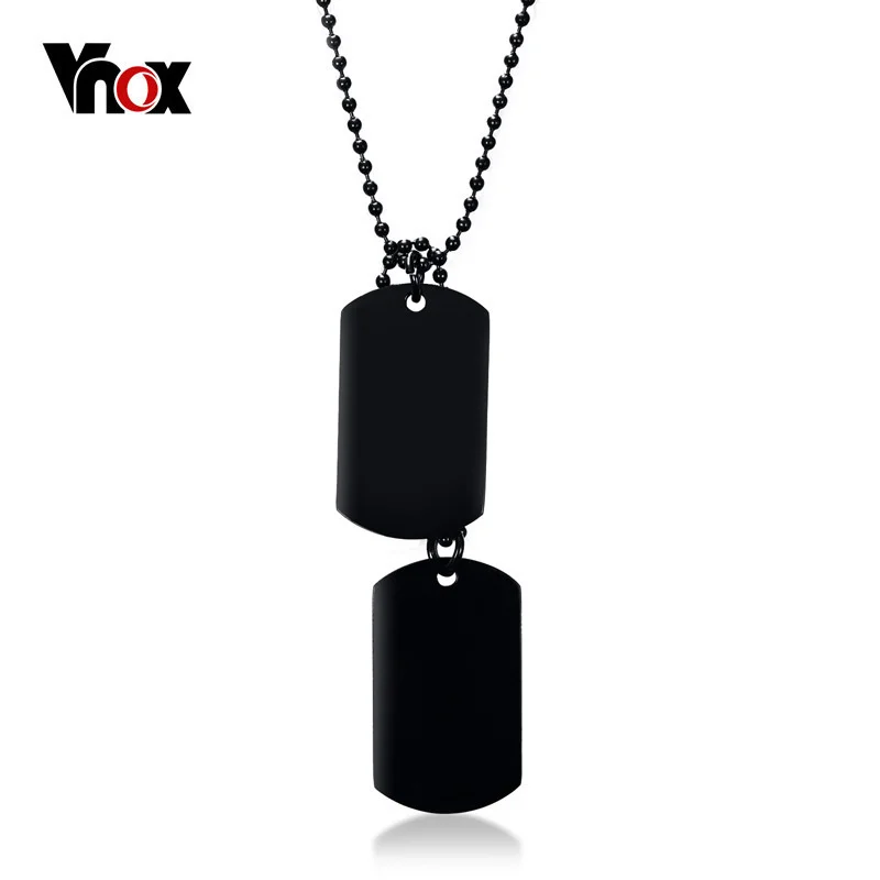 Vnox Stainless Steel Double Dog Tag Necklace for Men High Polished Pendant ID Men Jewelry 24\