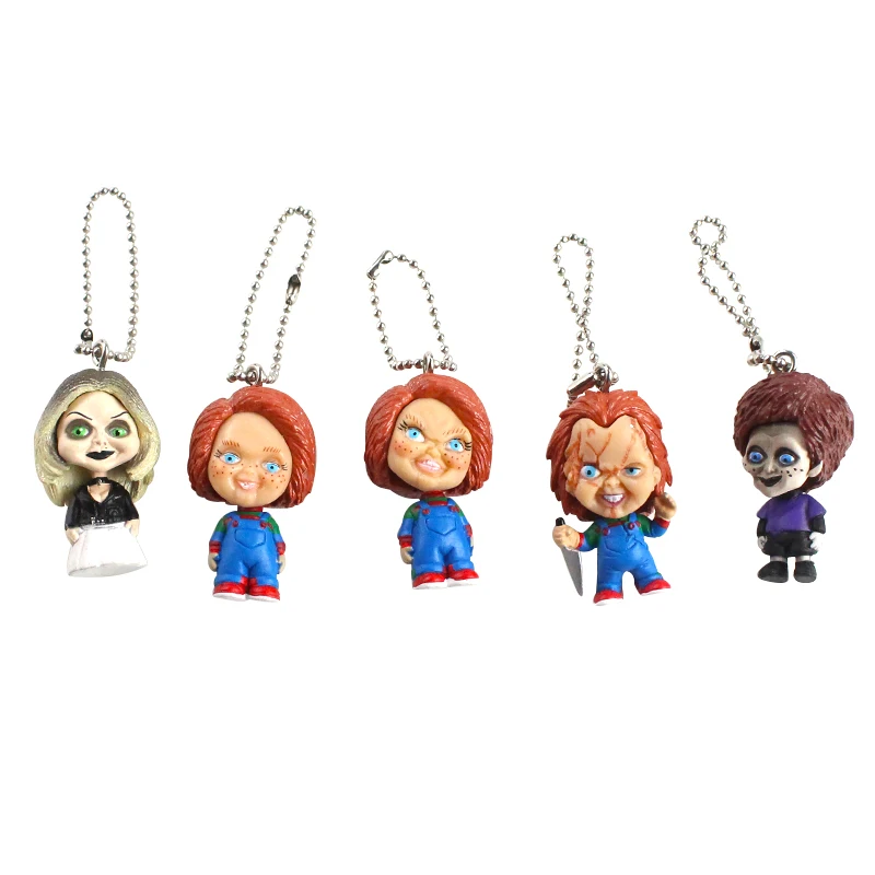 5pcs/set 4cm Horror Movie Child\'s Play Keychain Bride of Chucky Doll Pendant Figure Toys