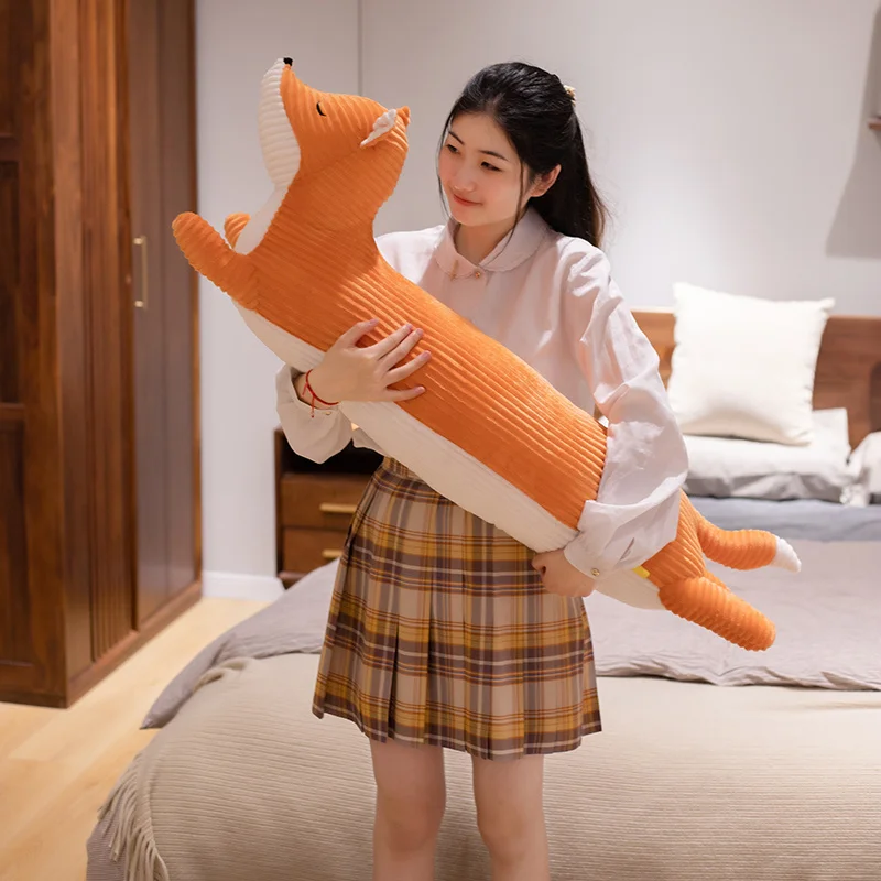 110cm Cartoon Fox Husky Shiba Inu Sausage Dog Plush Toys Soft Animals Dolls Cute Long Sleeping Pillow For Boys Girls Gift