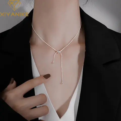 XIYANIKE 실버 컬러 스네이크 체인 목걸이 여성 쇄골 체인 조정 가능한 짧은 스타일 패션 간단한 파티 장식