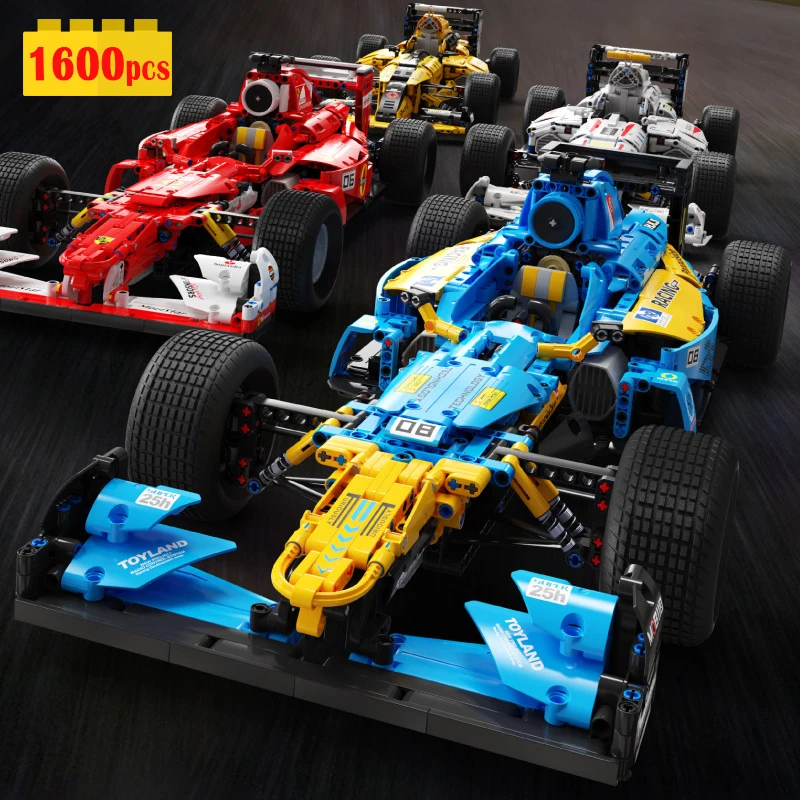 F1 1:8 Formula Racing tecnico Building Block modello MOC Speed Sports Car illumina i mattoni giocattoli di natale per ragazzi Set regalo