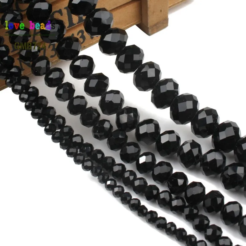 Faceted Black Glass Crystal Rondelle Spacer Beads 4/6/8/10/12/14mm Jewelry Making Diy Jewelry Accessories Jewelry Findings