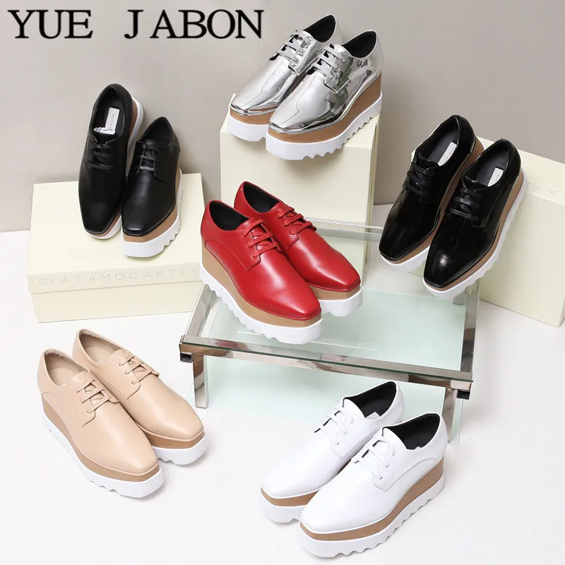 

wholesale Lady platform shoes, Genuine leather wedge square toe shoes, hot sale height increasing star shoes Ladies Wedge Heels